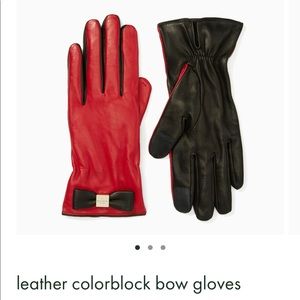 NWT! Kate Spade Leather Colorblock Bow Gloves